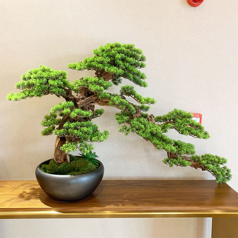 Custom new Chinese simulation Yingkesong Hotel hall Sample house Display center Bonsai decoration Office entrance soft decoration
