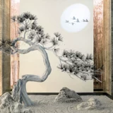 Большое кремовое моделирование сосны кедр Новый китайский ландшафтный зал.