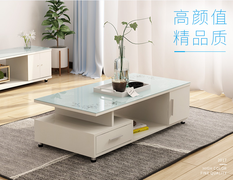 Duan của bàn cà phê tempered glass đơn giản thời trang hiện đại sáng tạo căn hộ nhỏ bàn cà phê phòng khách kết hợp gỗ vuông bàn phòng khách