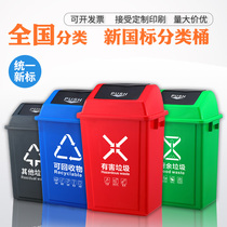 Garbage classification Trash can large recyclable harmful food waste Other wet and dry separation Red blue green and gray four colors GB