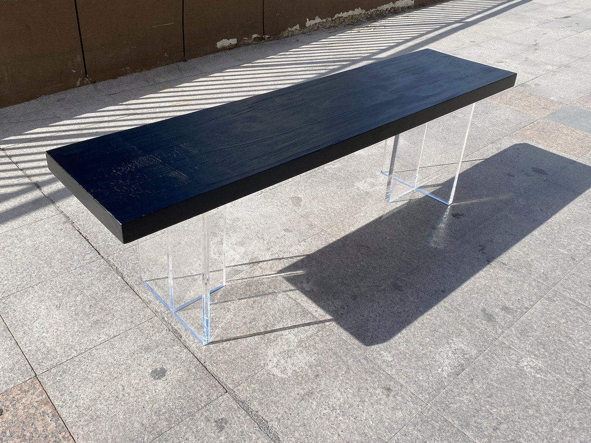 Simple and modern suspended acrylic bench personalized dining stool rest solid wood bench bedroom log bed end stool