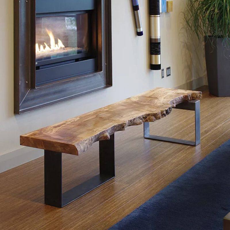 Nordic solid wood door change shoe stool creative TV cabinet simple old iron bench special-shaped log bench modern