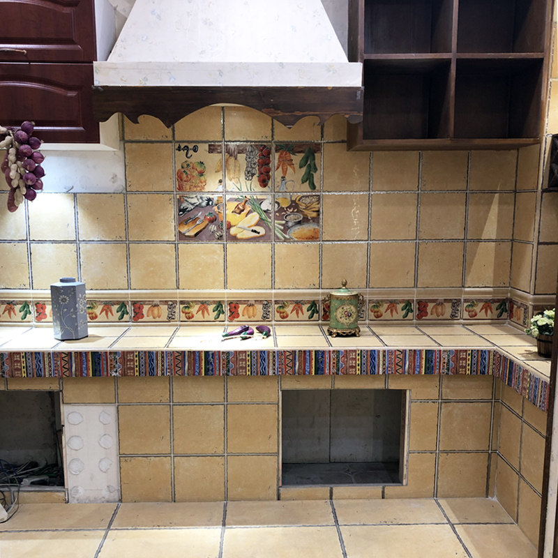 Fish Love Sugar Metal Glazed Yellow American Countryside Living Room Fields Park Imitation Ancient Magnetic Brick Kitchen Guard Wall Ground Brick