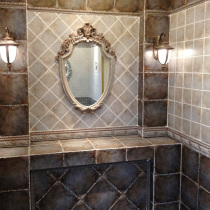 European Mediterranean pastoral tile antique tiles kitchen bathroom wall tiles retro gray non-slip floor tiles 300