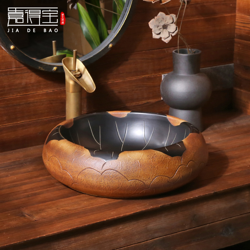 Art countertop basin powder room round ceramic washbasin club antique countertop basin homestay countertop washbasin home