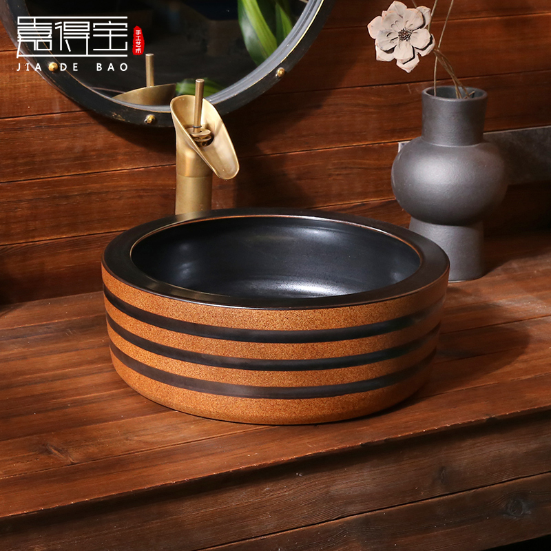Vintage Ceramic Art Countertop Basin Round Washbasin Single Sink Chinese Basin Basin Dressing Room Countertop Washbasin