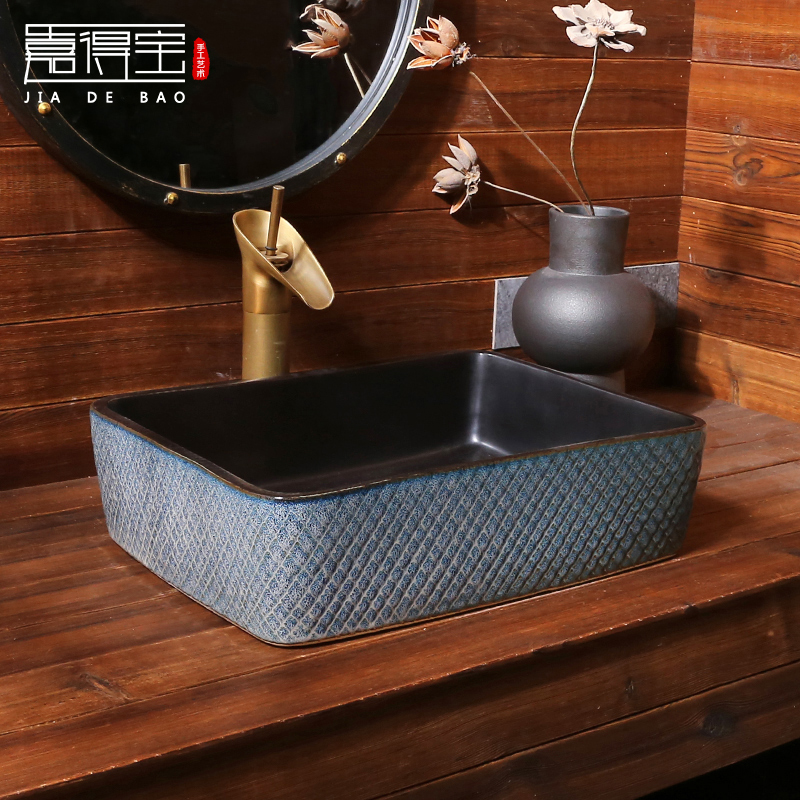 Ripple art countertop basin rectangular ceramic washbasin antique countertop basin basin retro countertop washbasin home