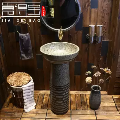 Jingdezhen Chinese antique column basin Ceramic column art washbasin dressing room vertical integrated sink basin