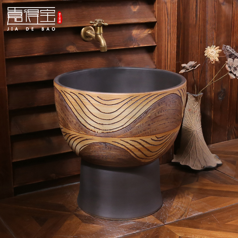 Ka Tempo Imitation Antique Wash Mop Pool Balcony Make-up Room Mop Basin Floor Style Home Ceramic Retro Mopping Cloth Sink
