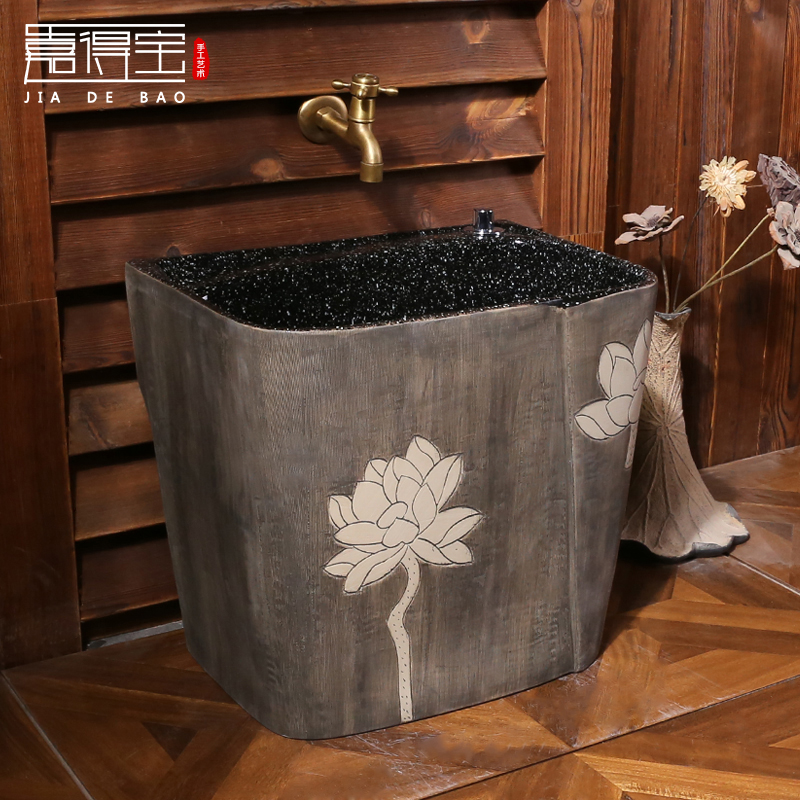 Jia Tempo retro art mop pool household ceramic mop pool balcony powder room mop pool outdoor mop pool