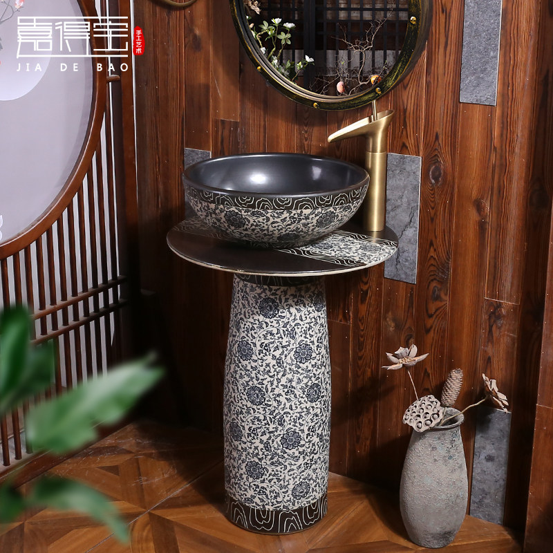 Retro ceramic washbasin basin floor-to-ceiling integrated column basin washbasin outdoor home courtyard balcony pool
