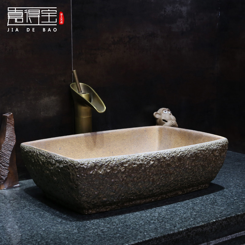 Jia Tempo Antique creative wash basin Powder room Chinese retro ceramic table basin Square art basin Wash basin