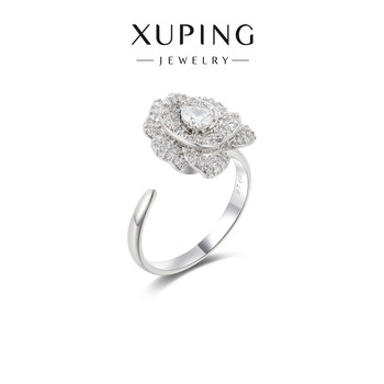 Xuping camellia rotating ring for women, full of zirconium, light luxury, high-end niche design, fashionable and personalized index finger ring