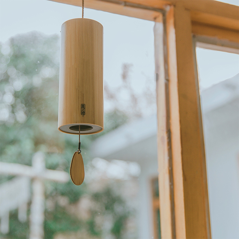 コード竹風鈴オーナメント日本の禅屋外ヒーリングガーデンベルキャンプバルコニー木製ペンダント