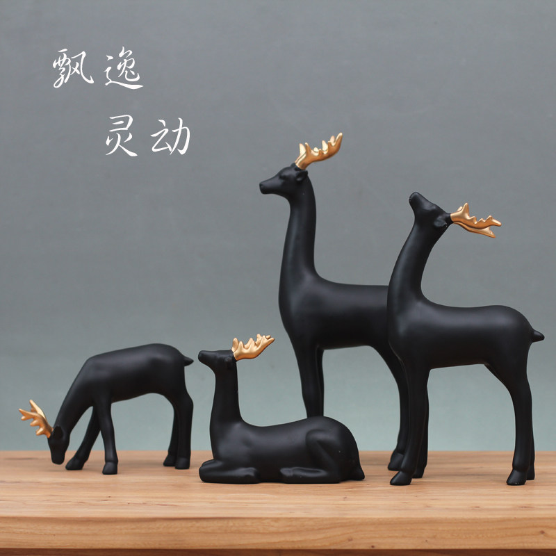 Black Deer Swing Piece Handicraft Nordic Home Living Room-Style Board Room Soft Adornment TV Cabinet Wine Cabinet Furnishing