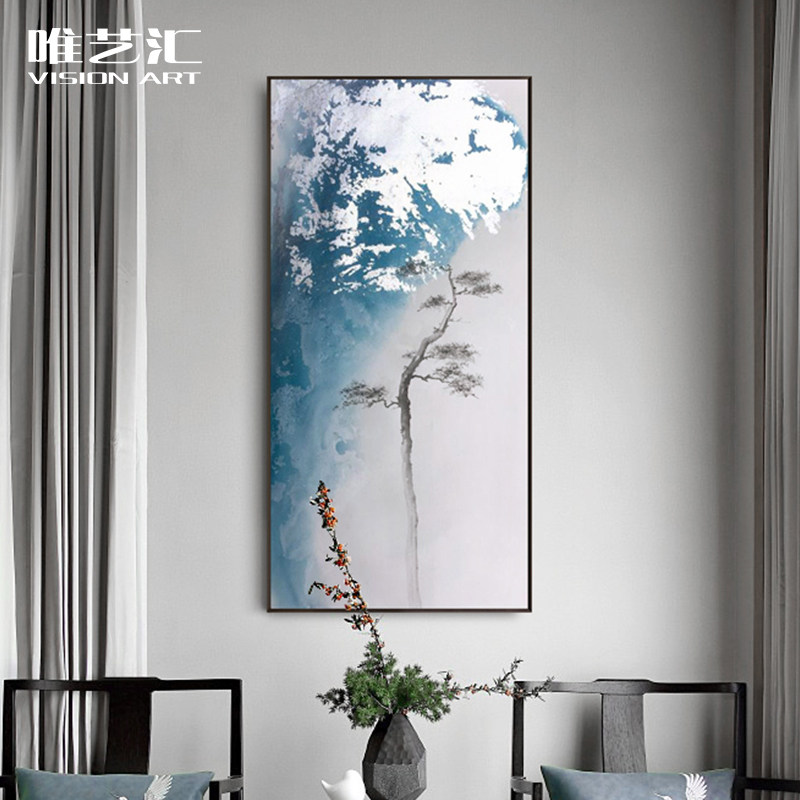 Modern new Chinese porch hanging painting Yingqesong Abstract painting Nordic light luxury hand-painted living room decoration painting Corridor oil painting