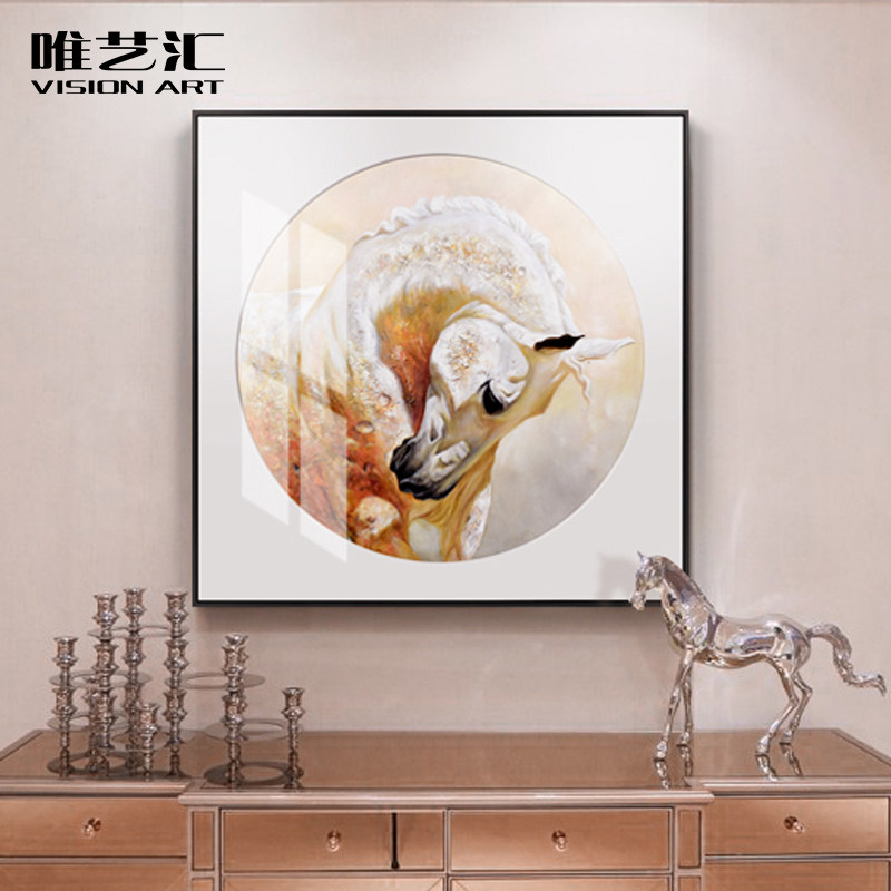 Abstract horse to success oil painting modern minimalist living room porch decoration painting hand-painted hanging painting light luxury model room customization