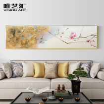 Pure hand-painted magnolia Chinese style oil painting Golden Zen tea room study with painting living room background wall hanging painting