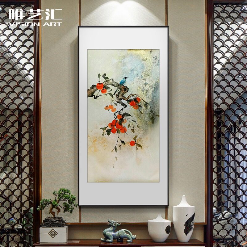 Pure hand-painted oil painting persimmon every good living room modern new Chinese minimalist dining room porch decoration painting model room