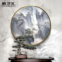 Jucai landscape oil painting modern Chinese artistic conception landscape painting round porch painting living room sofa background wall hanging painting