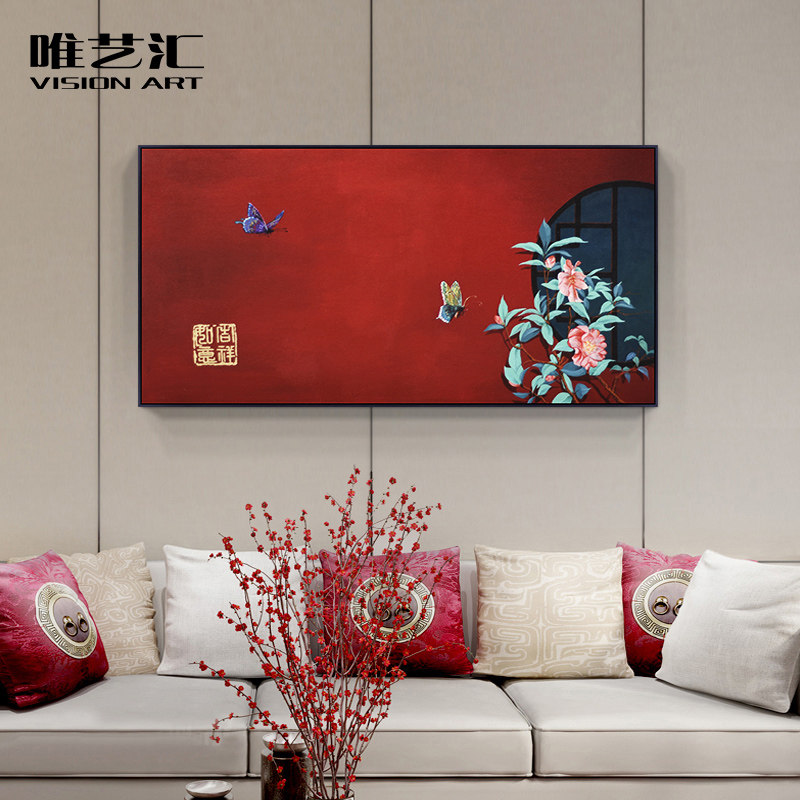 Weiyihui original hand-painted oil painting murals new Chinese style Chinese style decorative painting living room landscape painting landscape painting