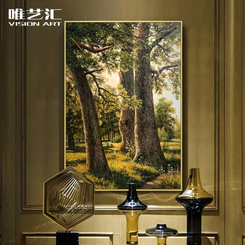 Hand-painted Oil Painting Custom European Style Wind View Painting American Hung Painting Villa Living Room Mural Painting Genguan Decoration Painting Metal Frame