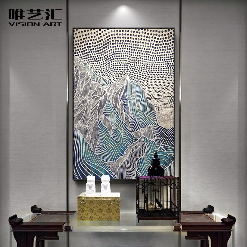 Weiyihui original oil painting Wei Relief sand rock painting porch painting office decoration new Chinese landscape landscape painting