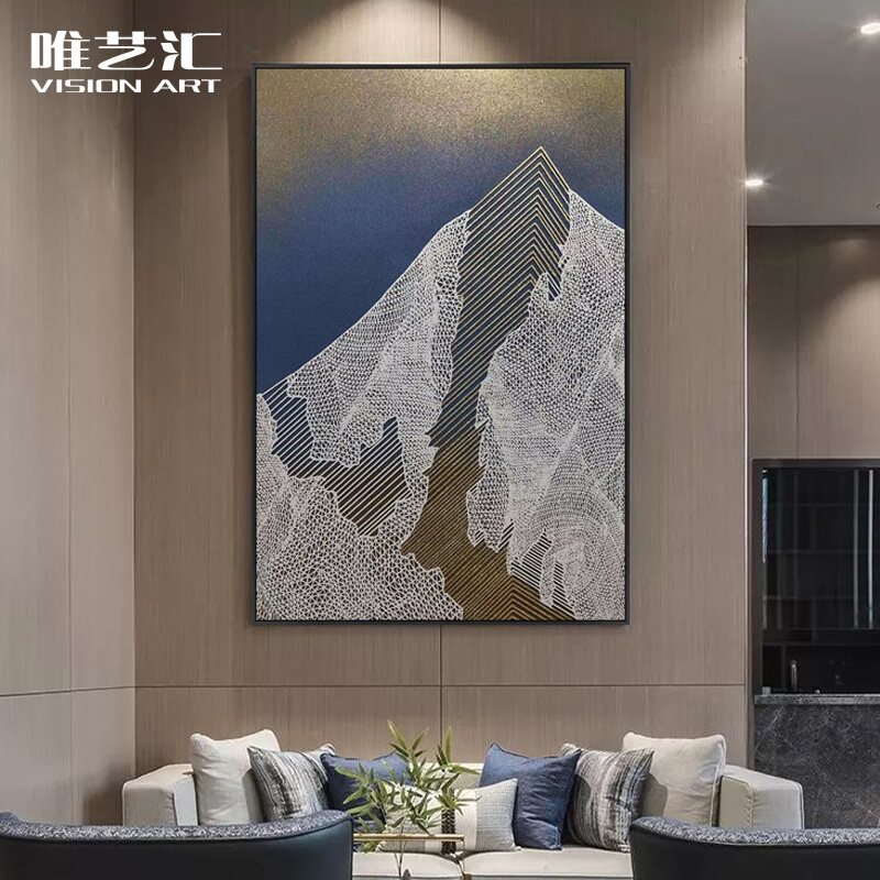 New Products Sandstone Painting Hand Painting Mountain Sichuan Tuo Decoration Painting Conference Room Xuan Guan Living Room Sofa Background Wall Hanging Painting