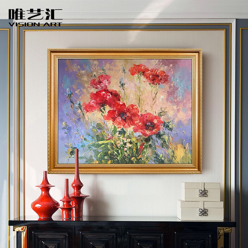 Hand-painted Oil Painting Floral Decoration Painting Minimalist Eurostyle Light Lavish Dining Room Genguan Aisle Living Room Sofa Background Wall Hanging Painting