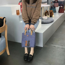 Insulation lunch box bag waterproof and oil-proof Japanese-style handbag Canvas thickened aluminum foil office workers simple large lunch bag