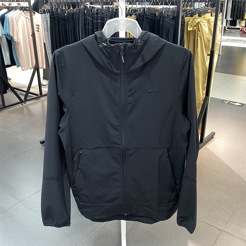 Nike Hooded Jacket Men's Spring and Autum Water-Repellent Black Sports Casual Jacket Fb7552-010-251-320