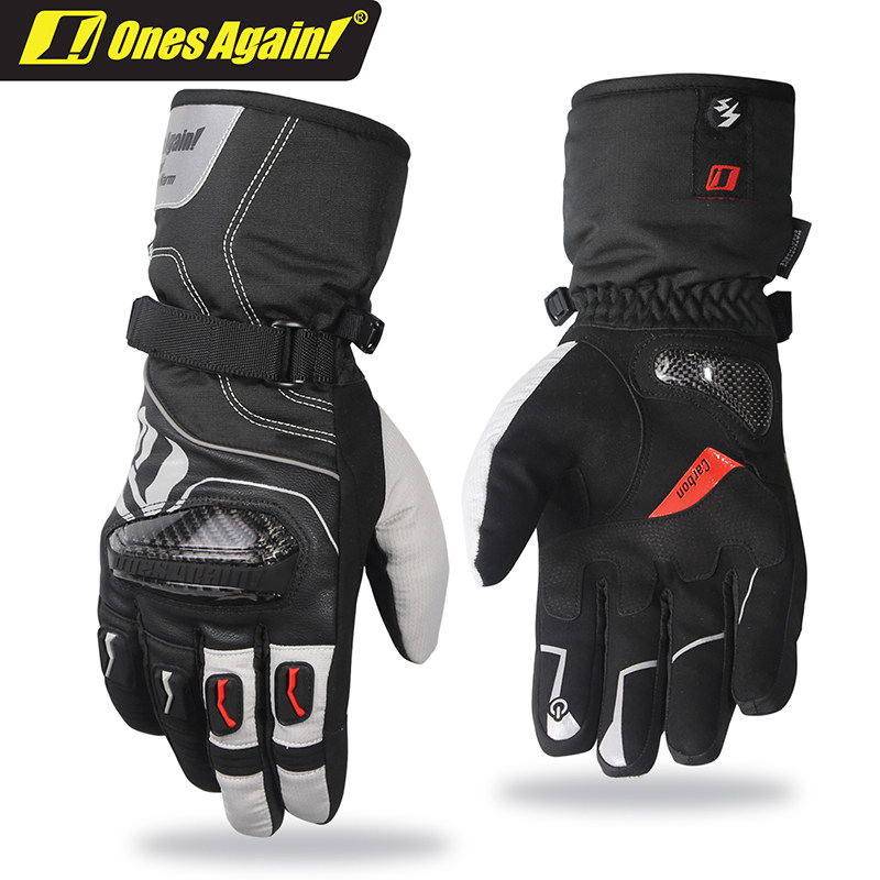 Ones Again Cycling Gloves Winter Cold Warm Carbon Fiber Anti-Fall Waterproof Plus Fleece Electric Vehicle Gloves