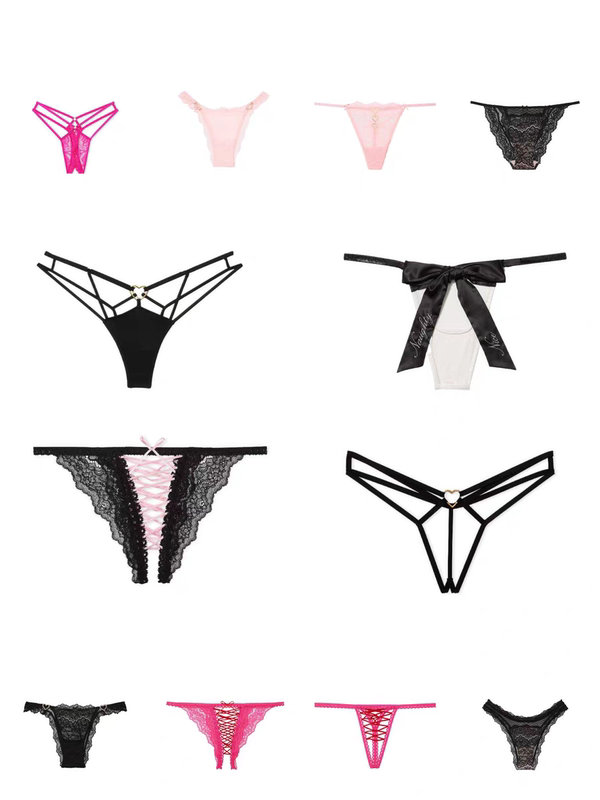 Victoria's Secret Vs New Heart-Shaped Diamond Hollow-Out Lace-Up Valentine's Day Sexy Panties Non-Returnable