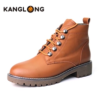 康龙 Martens, модные кожаные повседневные коричневые короткие сапоги со шнурками, 36, 38
