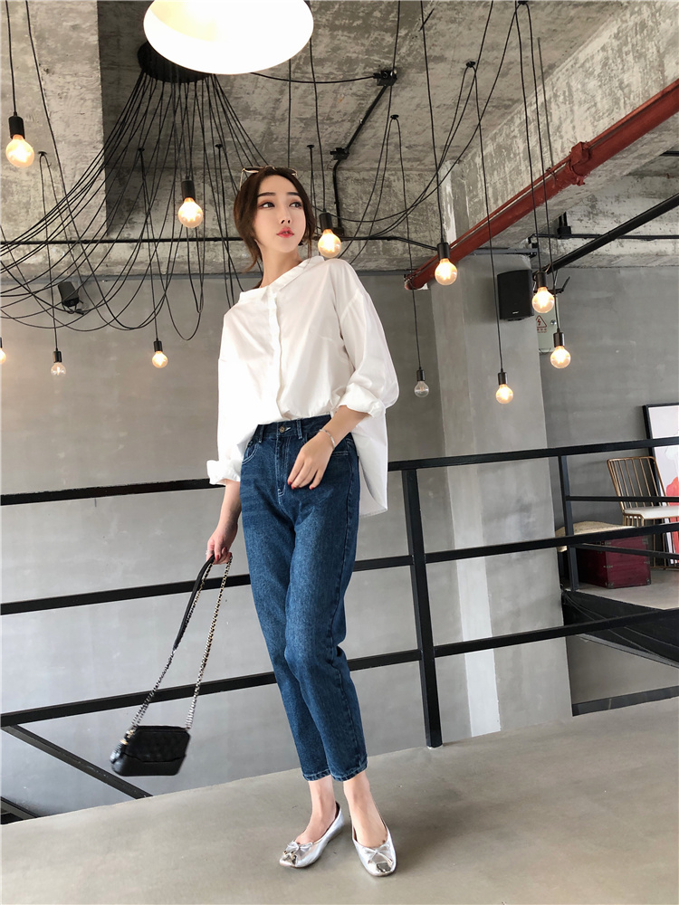 Mùa xuân 2019 mới thiết kế cổ áo sơ mi dài tay trắng rộng tay áo sơ mi nữ nhà Anna - Áo sơ mi áo sơ mi nữ dài tay cao cấp