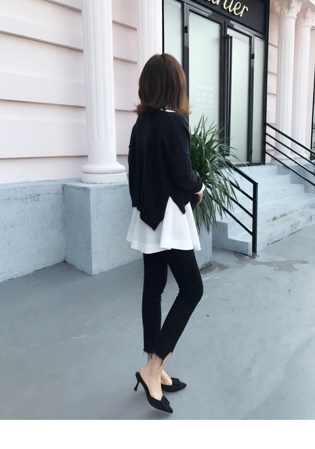 Net đỏ 2017 mùa thu mới len mới áo len cổ chữ V rộng hai dây phù hợp với áo len nữ tính khí cardigan nữ