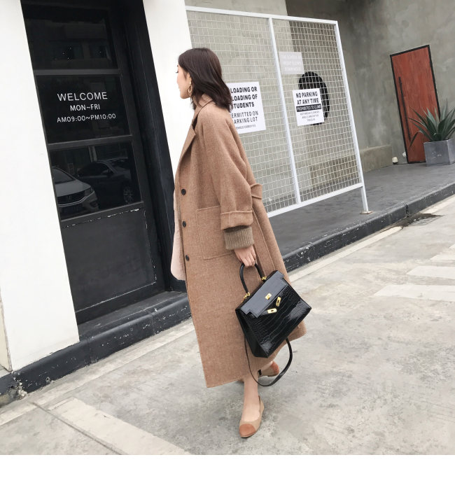 ◆ MMCO ◆ Không khí cổ điển trên đầu gối Thêm xương cá dài Handmade Áo khoác lông hai mặt nữ màu xám mùa đông mẫu áo khoác nữ đẹp
