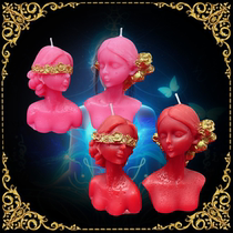Features hand-shaped humanoid girl candle handmade wax blindfolded girl with eyes closed