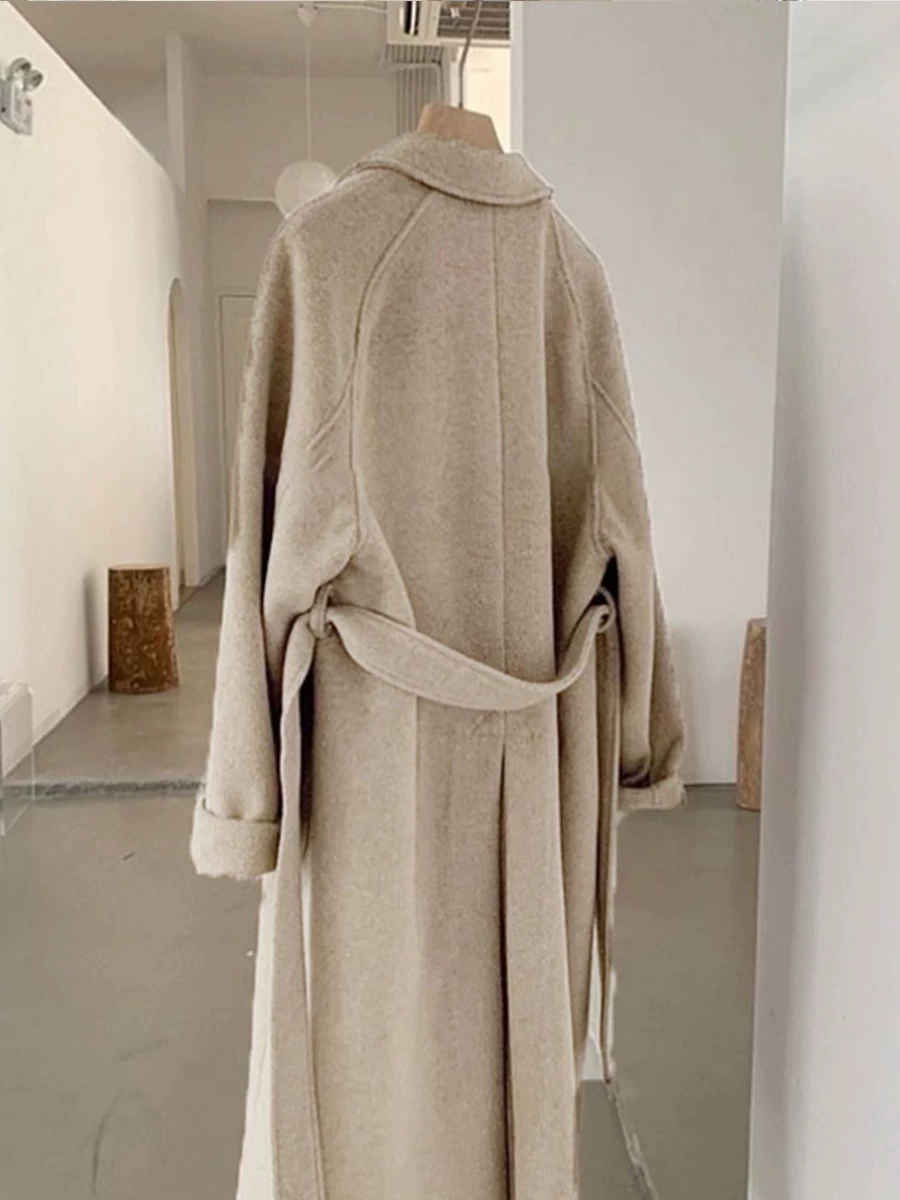 Полушерстяное демисезонное пальто из шерсти, oversize, для подростков, стиль высокого качества