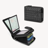 Плетеный картхолдер из овчины для водительских прав, цепочка с молнией, универсальный бумажник, карточки, из натуральной кожи