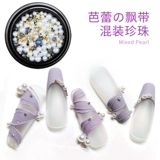 Круглые платиновые накладные ногти из жемчуга для маникюра, аксессуары, ювелирное украшение, смешанное украшение для ногтей