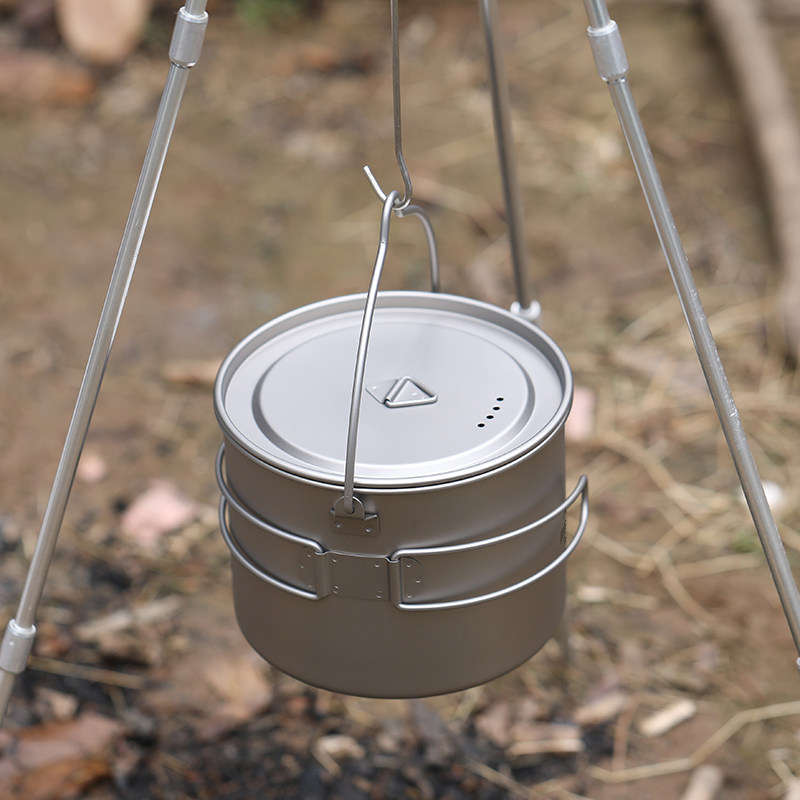 Range Rover Outdoor Pure Titanium Cooker Single Folding Portable Pot Camper Cookware Dormitory Bubble Cookcase 1 1L