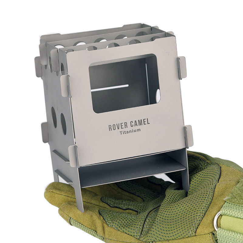 Sweep Outdoor Pure Titanium Firewood Fire Stove Charcoal Stove Charcoal Stove Portable Assembly Card-Type Folding Stove Camping Stove Small Stove