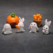Cartoon rabbit Little white rabbit simulation animal model doll Childrens house girl toy mini miniature ornaments
