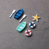 Ocean sailing ship starfish lifebuoy simulation model Childrens house male and female childrens toys Mini ultra-small miniature