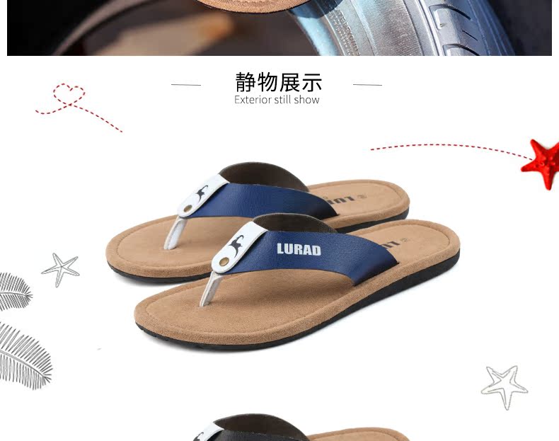 Dép xỏ ngón nam Luladi hè 2017 cá tính Anh Giày chống trượt đi biển chống chân đi dép da ngoài trời dép lining