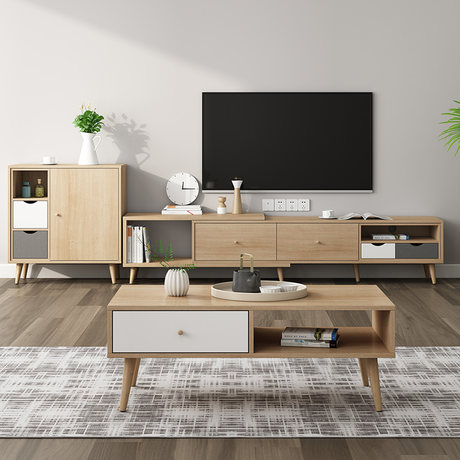 Nordic TV Cabinet small Apartment Home Living Room Floor Cabinet Hotel Apartment Audio-Visual Cabinet Coffee Table Combination
