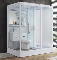 Shower room Integral wet and dry separation bathroom thickened integrated bathroom with toilet Tempered glass shower room