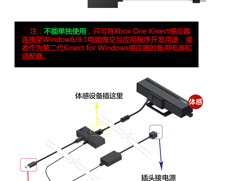 Cảm biến Microsoft / Microsoft XBOX ONE S Bộ chuyển đổi nguồn Kinect2.0 Cáp PC One x Bộ phát triển trò chơi Somatosensory Power Cord Phụ kiện trò chơi - XBOX kết hợp tay cầm ps3