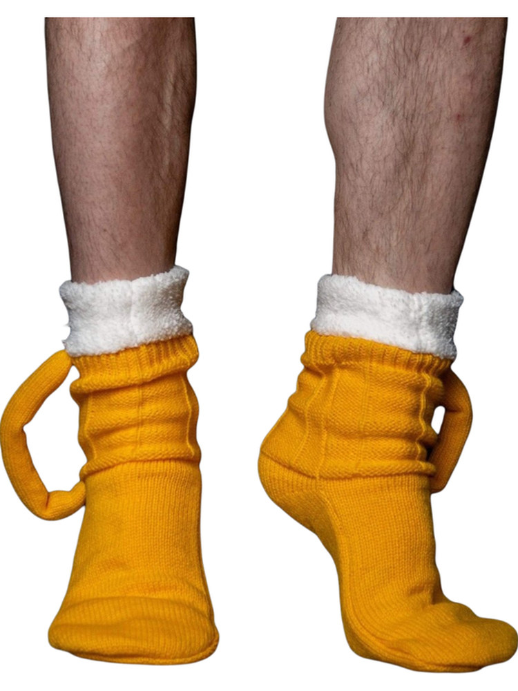 Funny and creative beer mugs for men and women in autumn and winter, knitted thickened floor socks, fun Christmas and New Year dress-up gifts